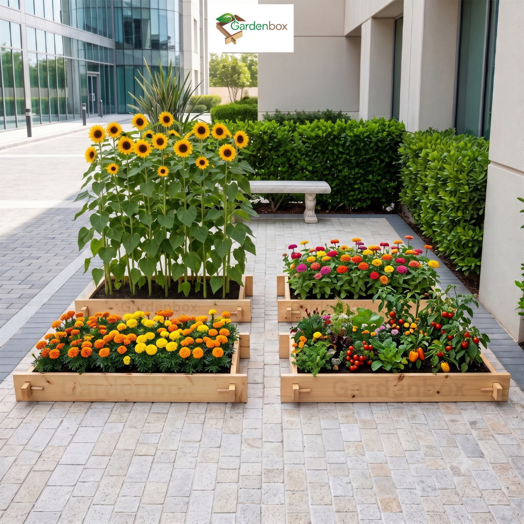 corporate flower garden raised bed