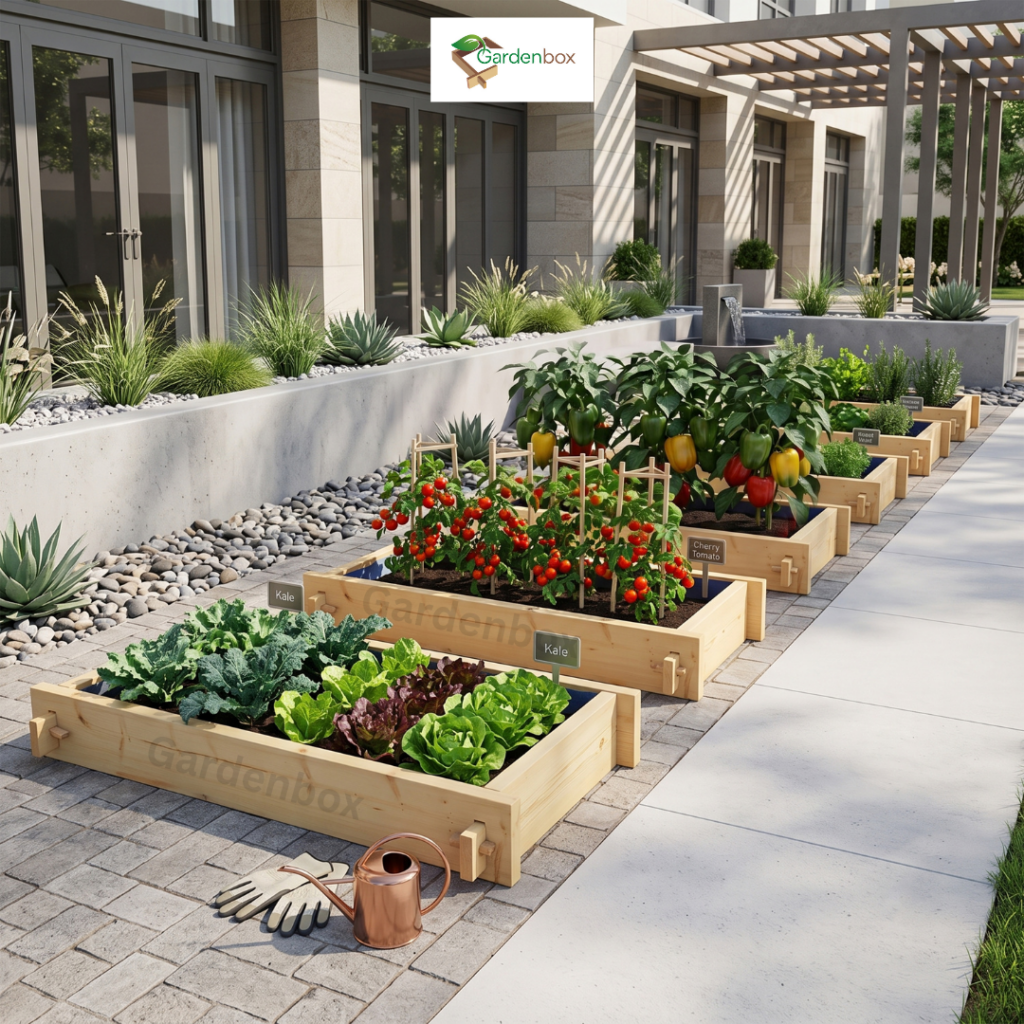 Sunflower raised garden bed commercial landscape